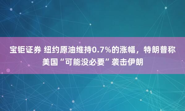 宝钜证券 纽约原油维持0.7%的涨幅，特朗普称美国“可能没必要”袭击伊朗